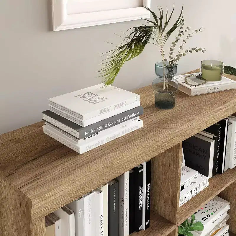 Étagère de rangement à 6 casiers, bibliothèque haute de 134,62 cm avec dispositif anti-basculement, étagère robuste en bois pour salon, chambre et bureau à domicile