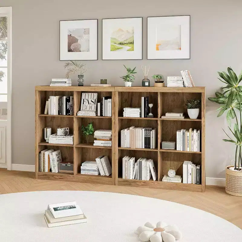 Étagère de rangement à 6 casiers, bibliothèque haute de 134,62 cm avec dispositif anti-basculement, étagère robuste en bois pour salon, chambre et bureau à domicile