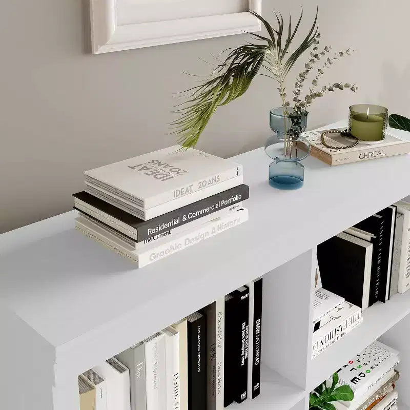 Étagère de rangement à 6 casiers, bibliothèque haute de 134,62 cm avec dispositif anti-basculement, étagère robuste en bois pour salon, chambre et bureau à domicile