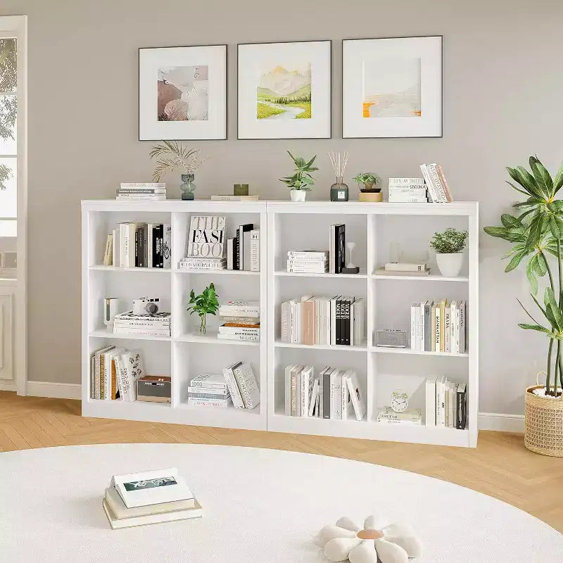 Étagère de rangement à 6 casiers, bibliothèque haute de 134,62 cm avec dispositif anti-basculement, étagère robuste en bois pour salon, chambre et bureau à domicile