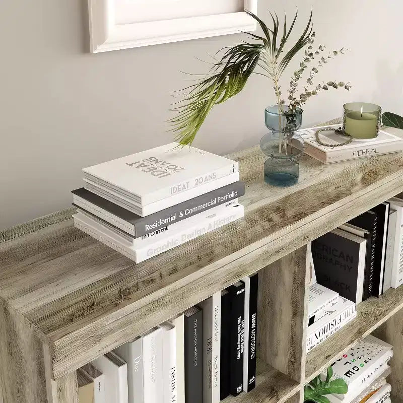 Étagère de rangement à 6 casiers, bibliothèque haute de 134,62 cm avec dispositif anti-basculement, étagère robuste en bois pour salon, chambre et bureau à domicile