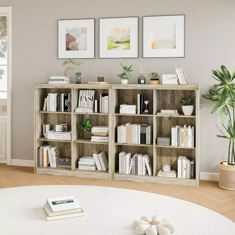 Étagère de rangement à 6 casiers, bibliothèque haute de 134,62 cm avec dispositif anti-basculement, étagère robuste en bois pour salon, chambre et bureau à domicile