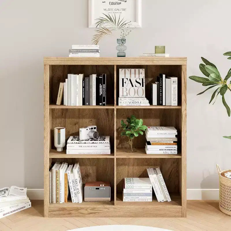 Étagère de rangement à 6 casiers, bibliothèque haute de 134,62 cm avec dispositif anti-basculement, étagère robuste en bois pour salon, chambre et bureau à domicile
