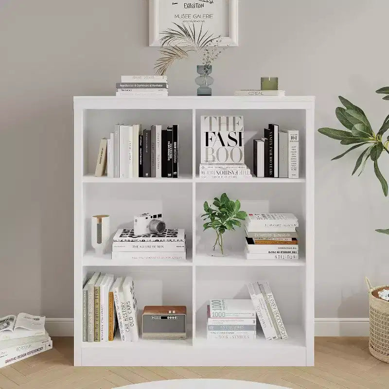 Étagère de rangement à 6 casiers, bibliothèque haute de 134,62 cm avec dispositif anti-basculement, étagère robuste en bois pour salon, chambre et bureau à domicile