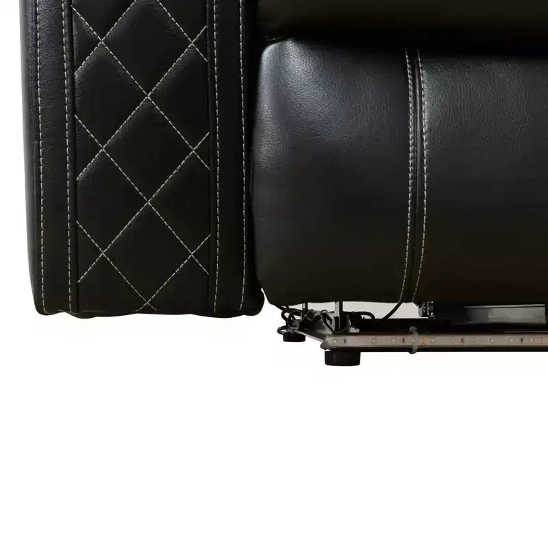 Fauteuil inclinable électrique en cuir avec chargement USB et éclairage LED, dossier réglable, noir