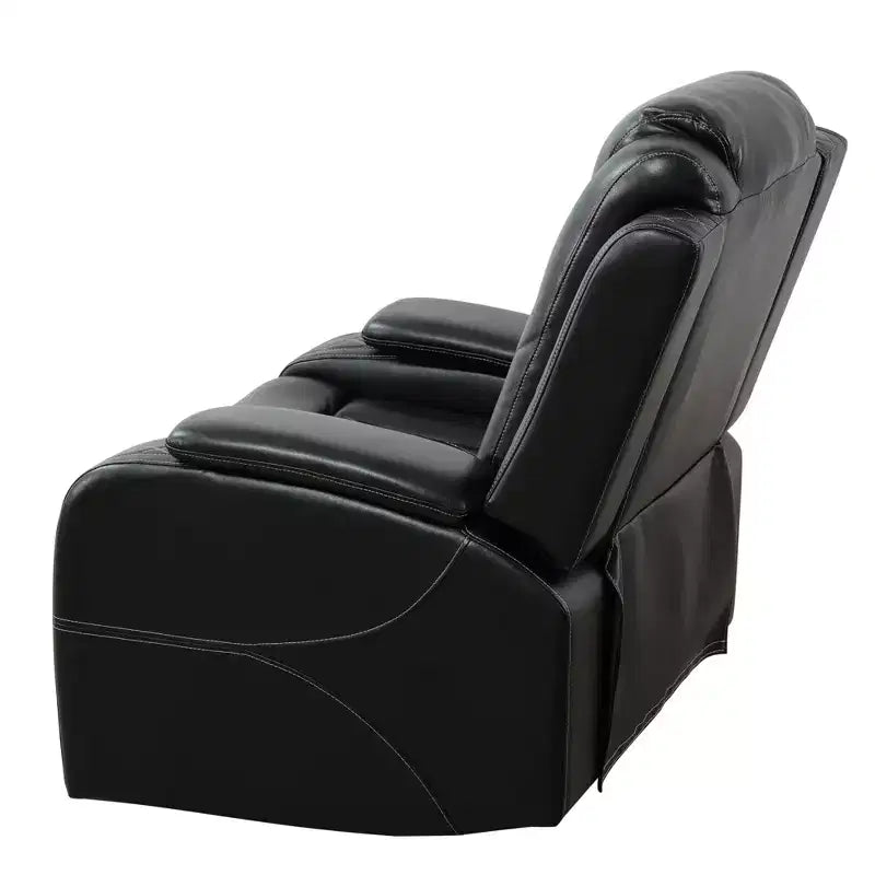Fauteuil inclinable électrique en cuir avec chargement USB et éclairage LED, dossier réglable, noir
