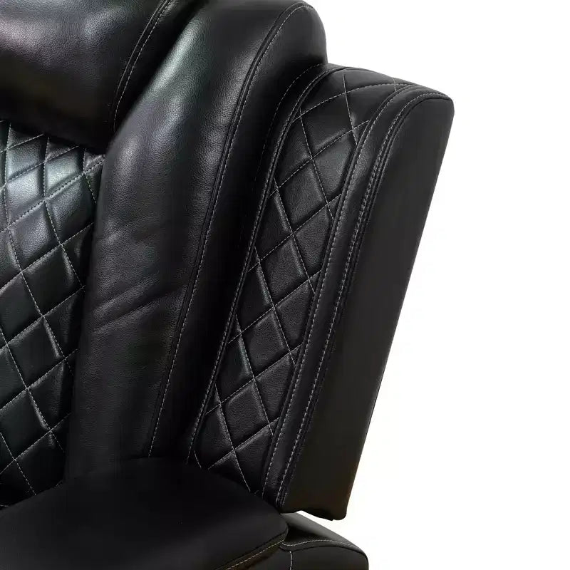 Fauteuil inclinable électrique en cuir avec chargement USB et éclairage LED, dossier réglable, noir