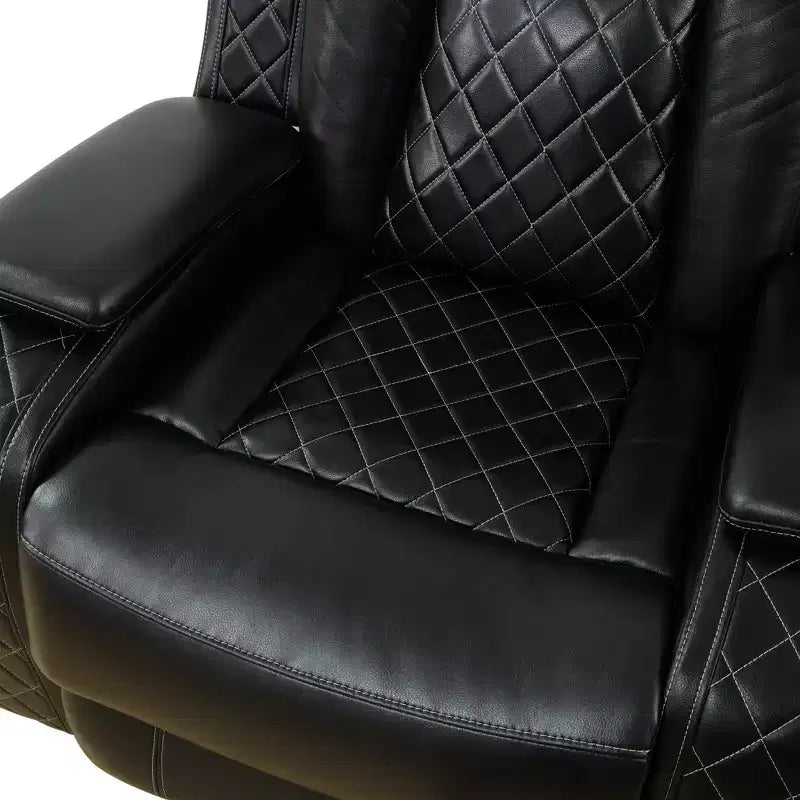Fauteuil inclinable électrique en cuir avec chargement USB et éclairage LED, dossier réglable, noir