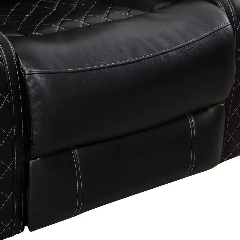 Fauteuil inclinable électrique en cuir avec chargement USB et éclairage LED, dossier réglable, noir