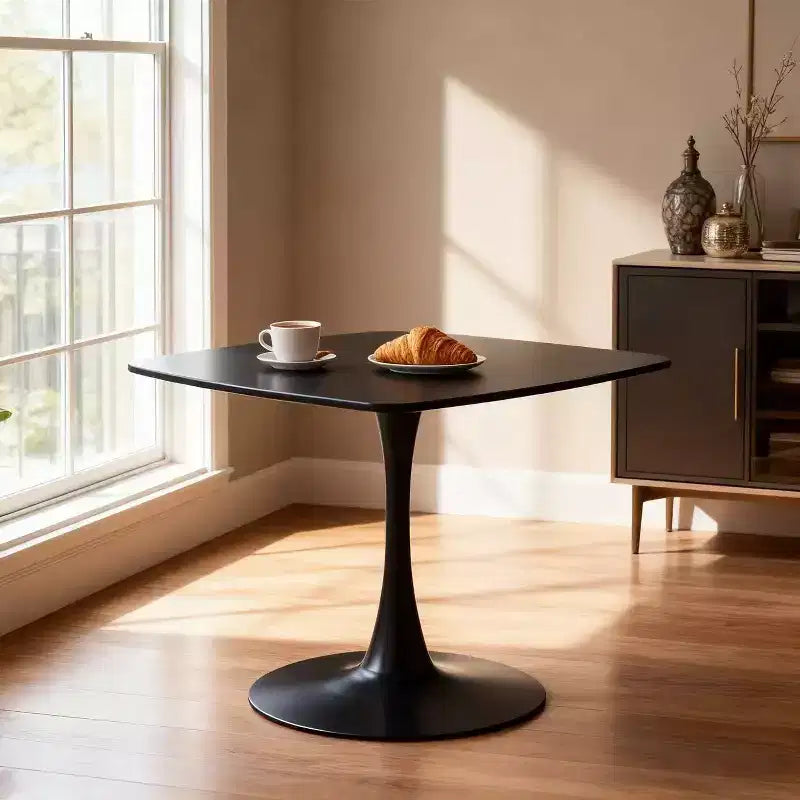 Table à manger piédestal carrée de 60 cm pour espaces compacts, style café moderne
