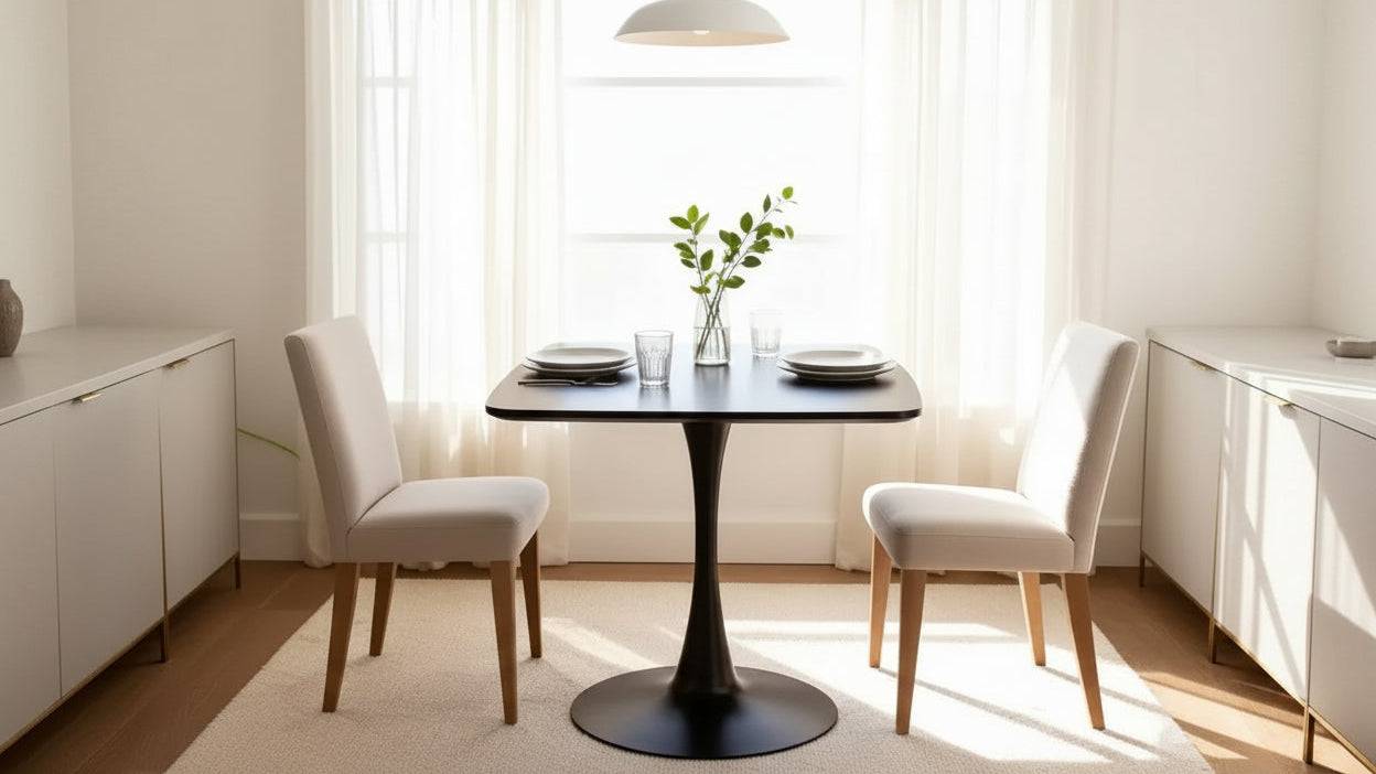 Homy Casa 23.62 Square Pedestal Dining Table  Modern Caf or Dining Table for Compact Spaces