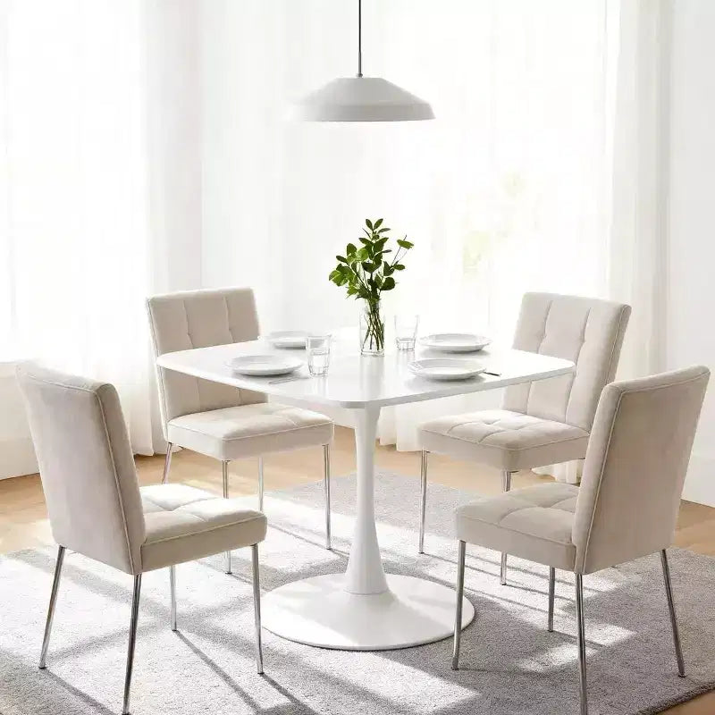Table à manger piédestal carrée de 60 cm pour espaces compacts, style café moderne