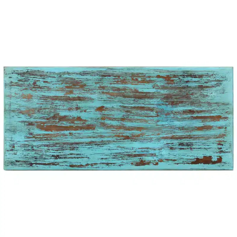 Table basse en bois massif recyclé, finition vieillie multicolore, 110x50x34 cm