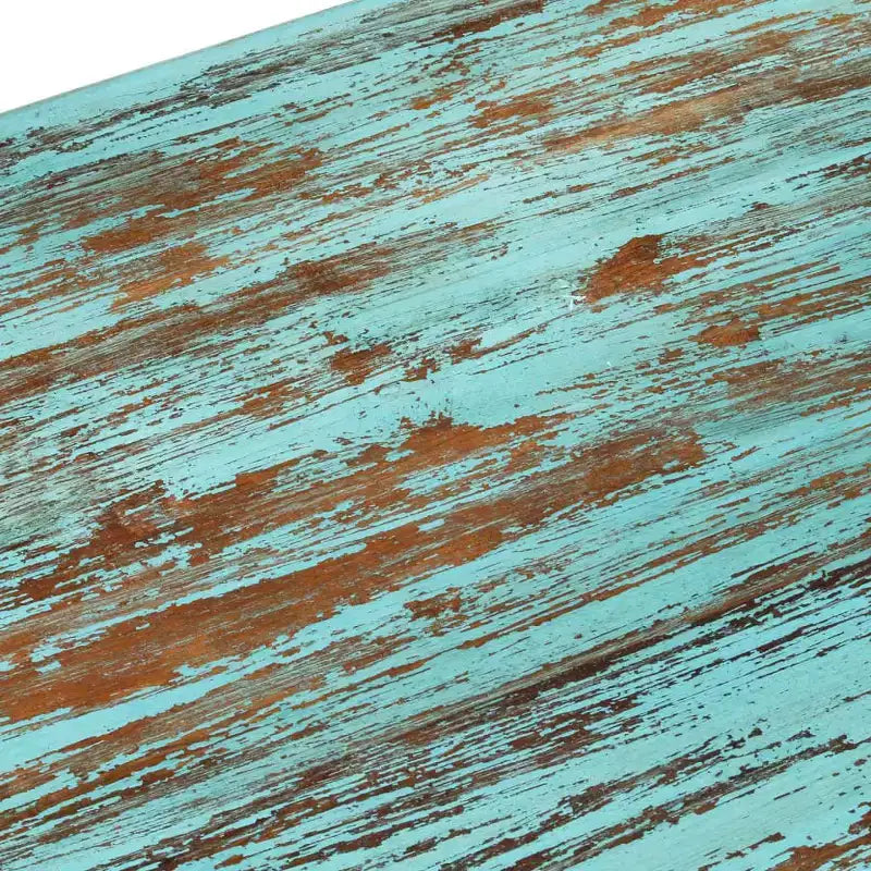 Table basse en bois massif recyclé, finition vieillie multicolore, 110x50x34 cm