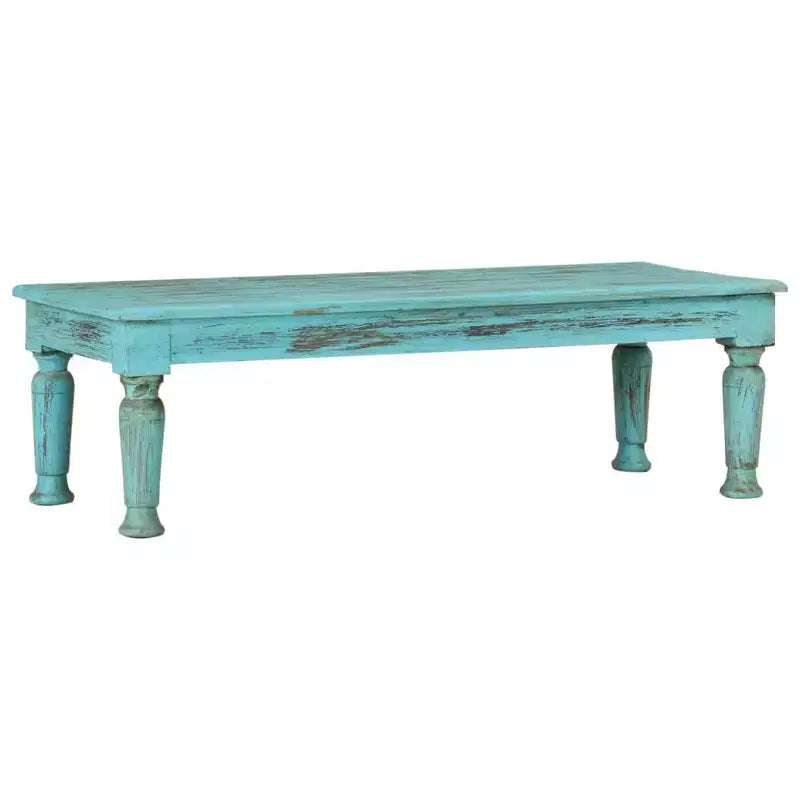 Table basse en bois massif recyclé, finition vieillie multicolore, 110x50x34 cm