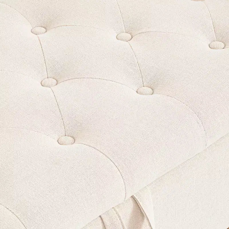 Banc ottoman de rangement capitonné en tissu de lin de 51 po