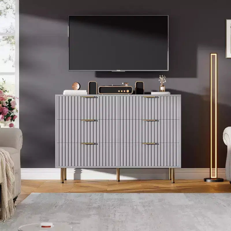 Commode à 6 tiroirs motif zèbre, 120 cm de large, meuble de rangement pour chambre, salon et couloir