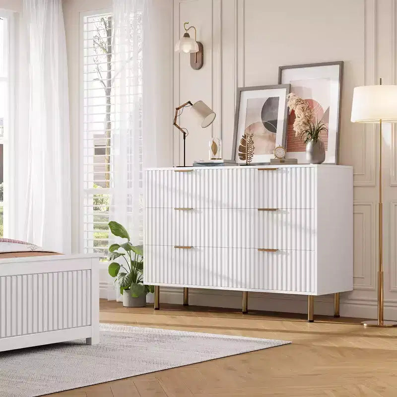 Commode à 6 tiroirs motif zèbre, 120 cm de large, meuble de rangement pour chambre, salon et couloir