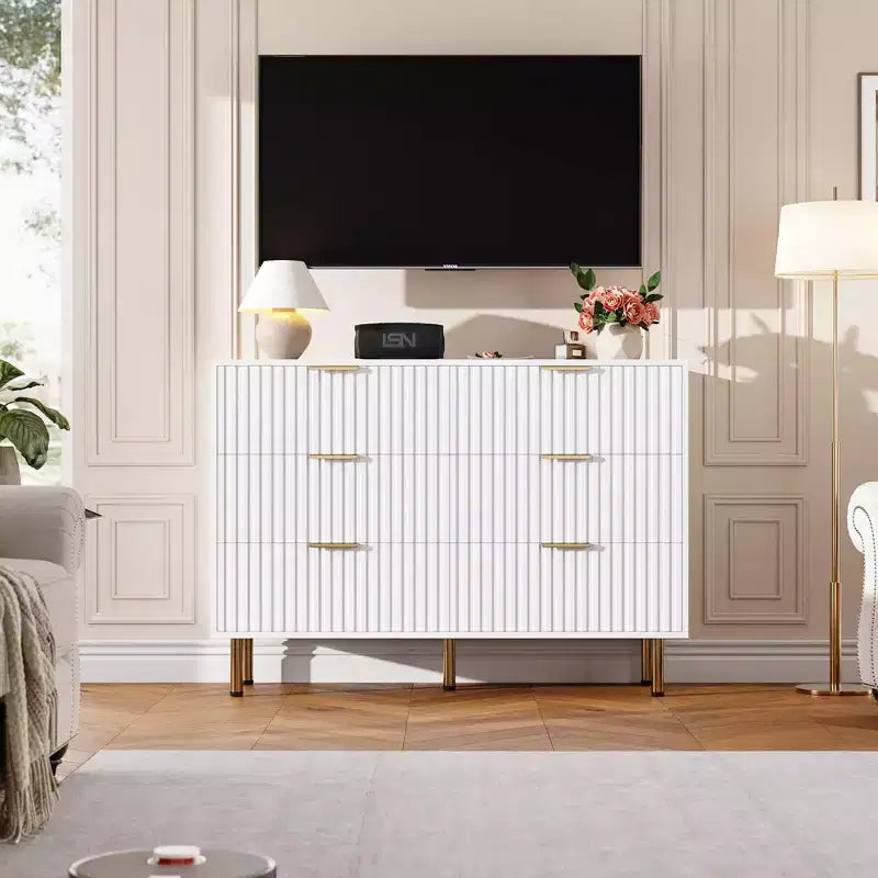 Commode à 6 tiroirs motif zèbre, 120 cm de large, meuble de rangement pour chambre, salon et couloir