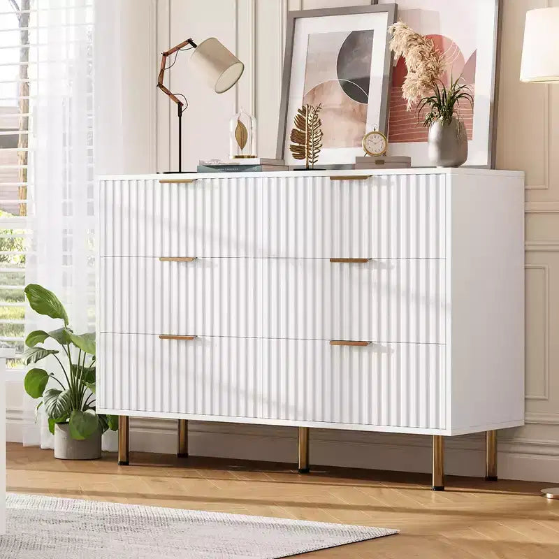 Commode à 6 tiroirs motif zèbre, 120 cm de large, meuble de rangement pour chambre, salon et couloir