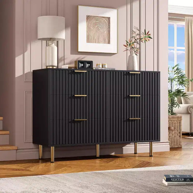 Commode à 6 tiroirs motif zèbre, 120 cm de large, meuble de rangement pour chambre, salon et couloir