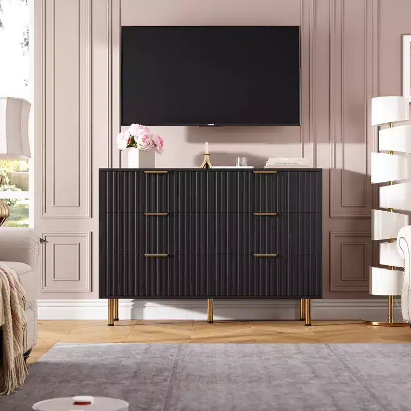 Commode à 6 tiroirs motif zèbre, 120 cm de large, meuble de rangement pour chambre, salon et couloir