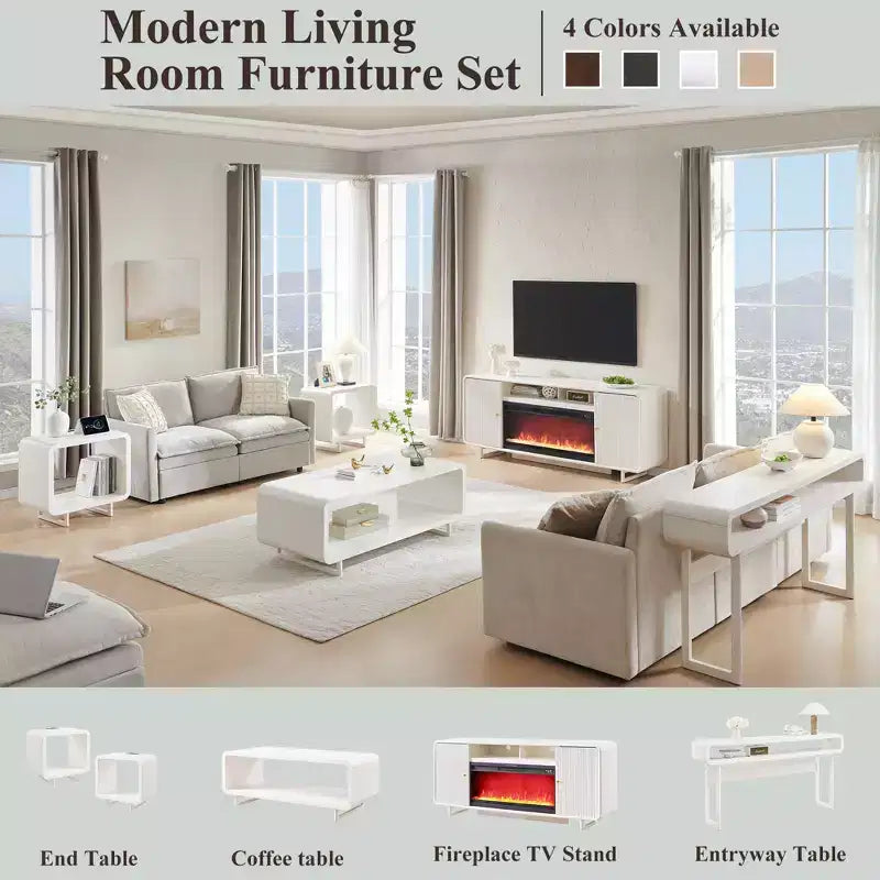 Meuble TV avec cheminée électrique pour téléviseurs jusqu'à 80 pouces, meuble de divertissement de 70 pouces avec cheminée électrique de 36 pouces et étagères réglables, 70x15,75x30 pouces