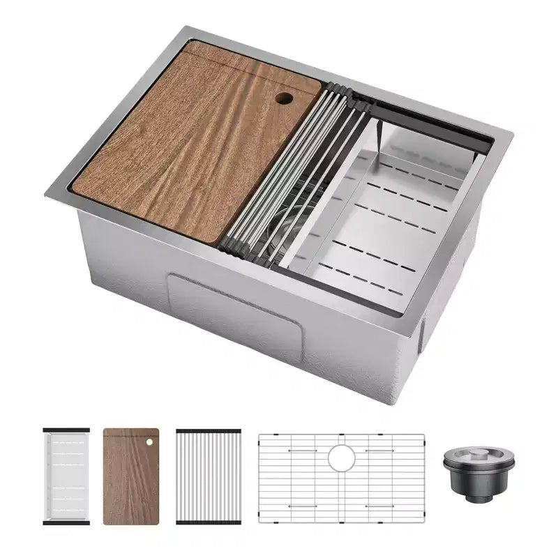 Évier de cuisine en inox à encastrer, simple bac