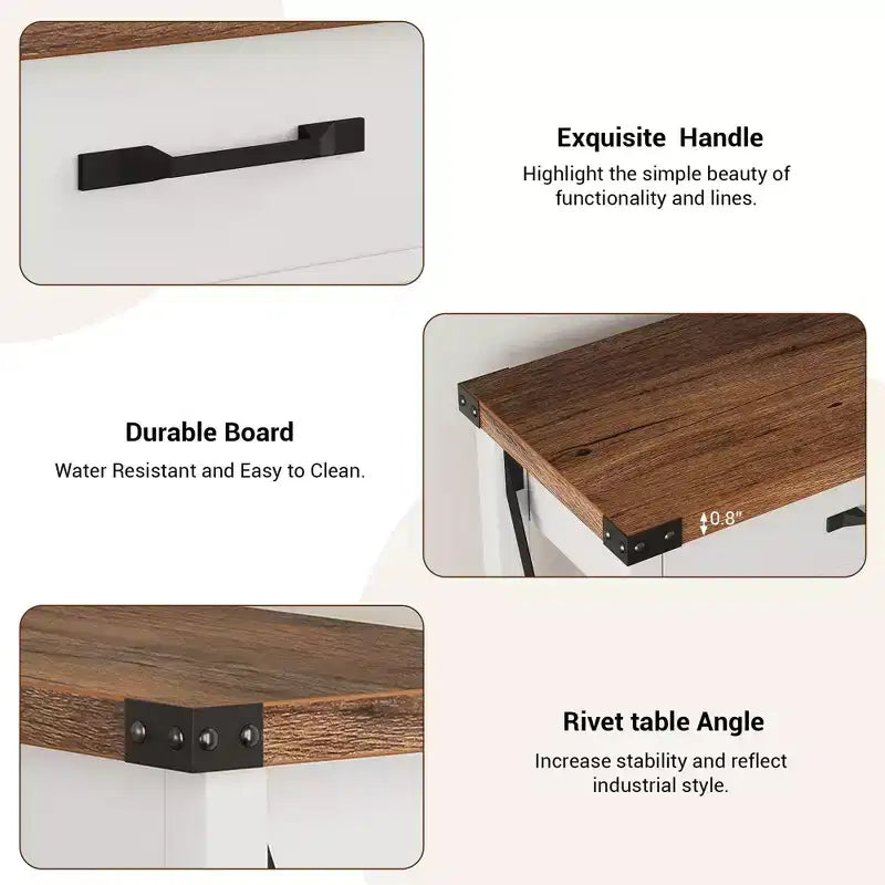 Console de ferme à 2 niveaux avec tiroirs pour couloir ou salon, MDF et pieds en bois, 109x30x79 cm