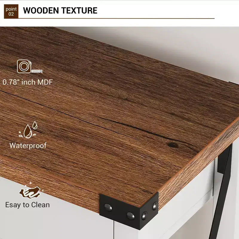 Console de ferme à 2 niveaux avec tiroirs pour couloir ou salon, MDF et pieds en bois, 109x30x79 cm