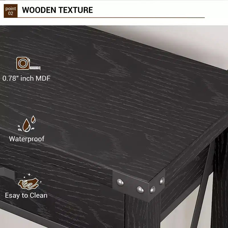 Console de ferme à 2 niveaux avec tiroirs pour couloir ou salon, MDF et pieds en bois, 109x30x79 cm