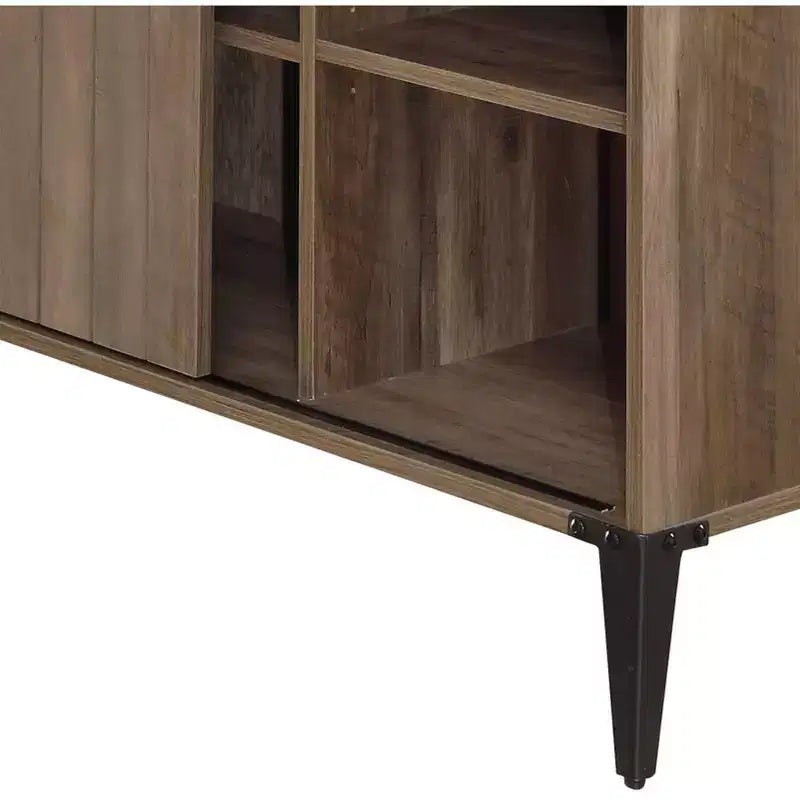 Bureau d'angle en forme de L style ferme de 48 po avec pieds en métal, 2 armoires de rangement et 2 étagères, bureau d'ordinateur d'angle, 48x48x31 po