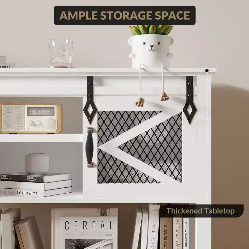 Console de ferme de 46 po avec portes coulissantes, blanc, 46x14x31,9 po