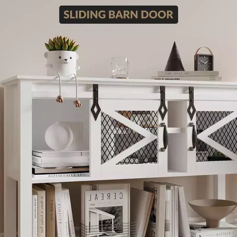 Console de ferme de 46 po avec portes coulissantes, blanc, 46x14x31,9 po