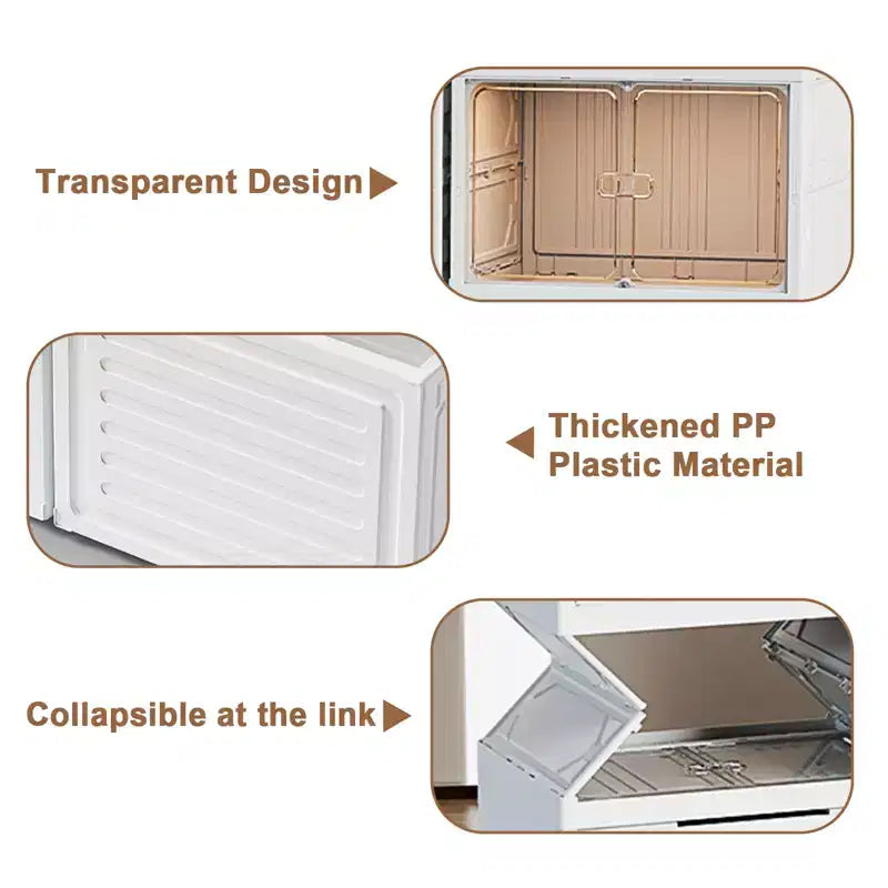 Étagère à Chaussures Pliable et Empilable, Boîtes de Rangement à 9 Couches pour Chaussures, Vêtements, Couvertures, Livres, Blanc, 45x35x168 cm