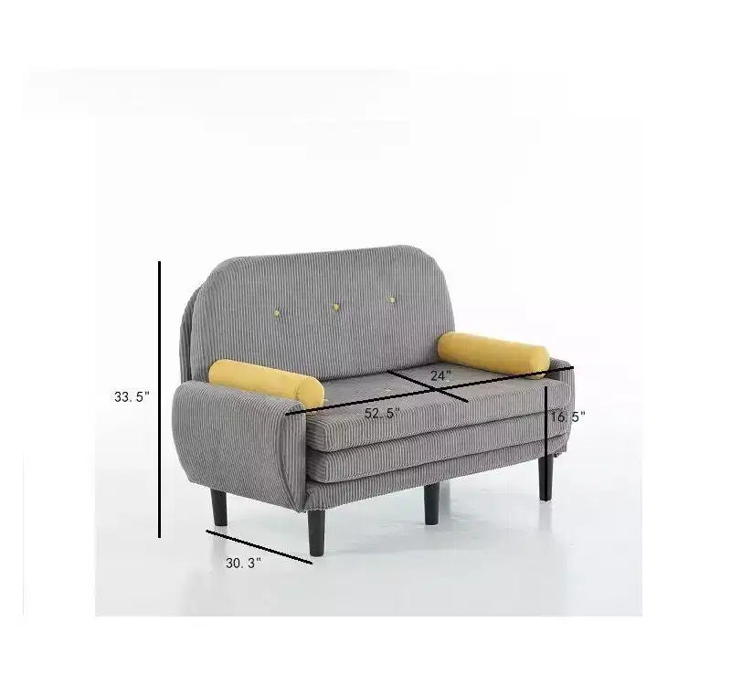 Canapé convertible compact moderne avec poches latérales et port USB, canapé-lit pour deux personnes, 133,6x77x85 cm