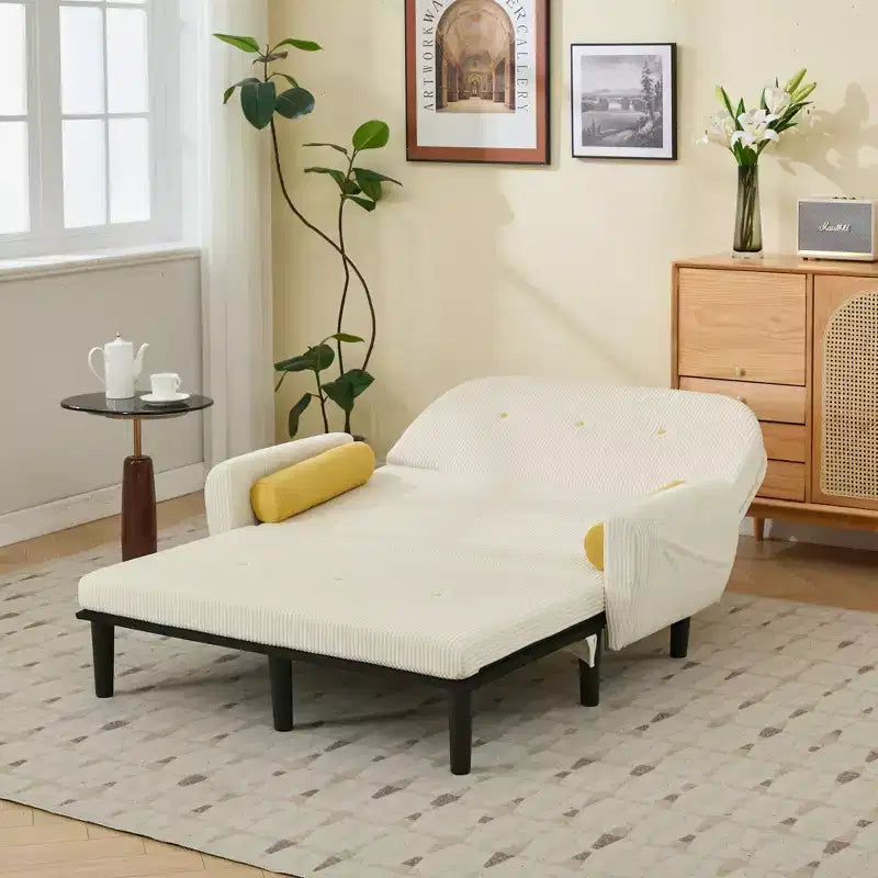 Canapé convertible compact moderne avec poches latérales et port USB, canapé-lit pour deux personnes, 133,6x77x85 cm