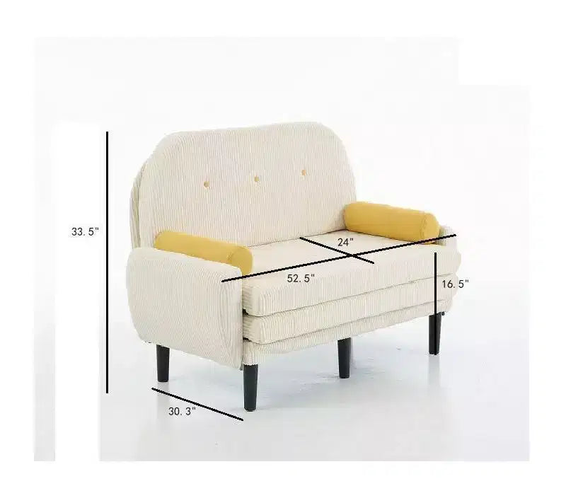 Canapé convertible compact moderne avec poches latérales et port USB, canapé-lit pour deux personnes, 133,6x77x85 cm