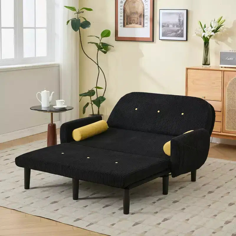 Canapé convertible compact moderne avec poches latérales et port USB, canapé-lit pour deux personnes, 133,6x77x85 cm