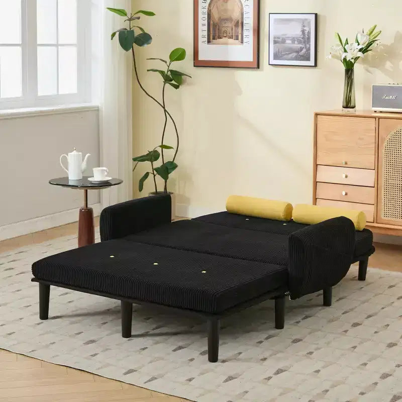 Canapé convertible compact moderne avec poches latérales et port USB, canapé-lit pour deux personnes, 133,6x77x85 cm