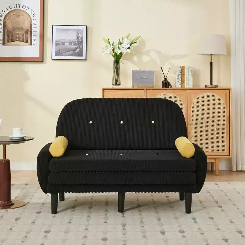 Canapé convertible compact moderne avec poches latérales et port USB, canapé-lit pour deux personnes, 133,6x77x85 cm