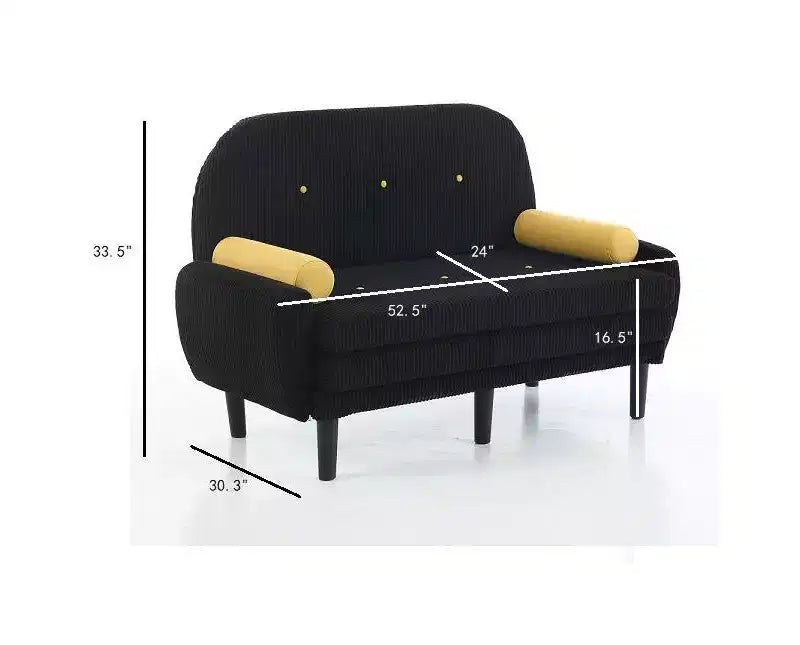 Canapé convertible compact moderne avec poches latérales et port USB, canapé-lit pour deux personnes, 133,6x77x85 cm