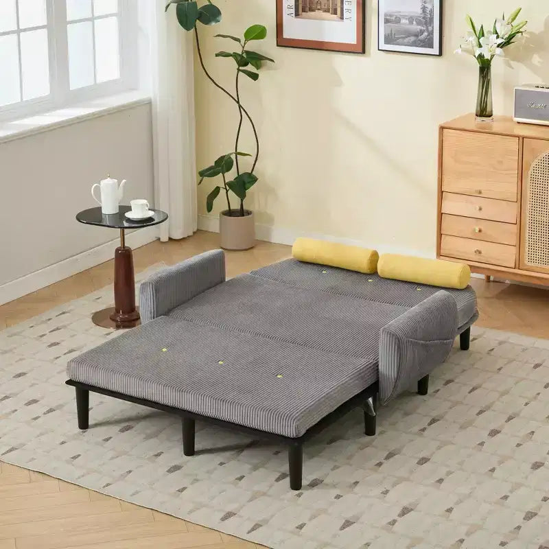Canapé convertible compact moderne avec poches latérales et port USB, canapé-lit pour deux personnes, 133,6x77x85 cm