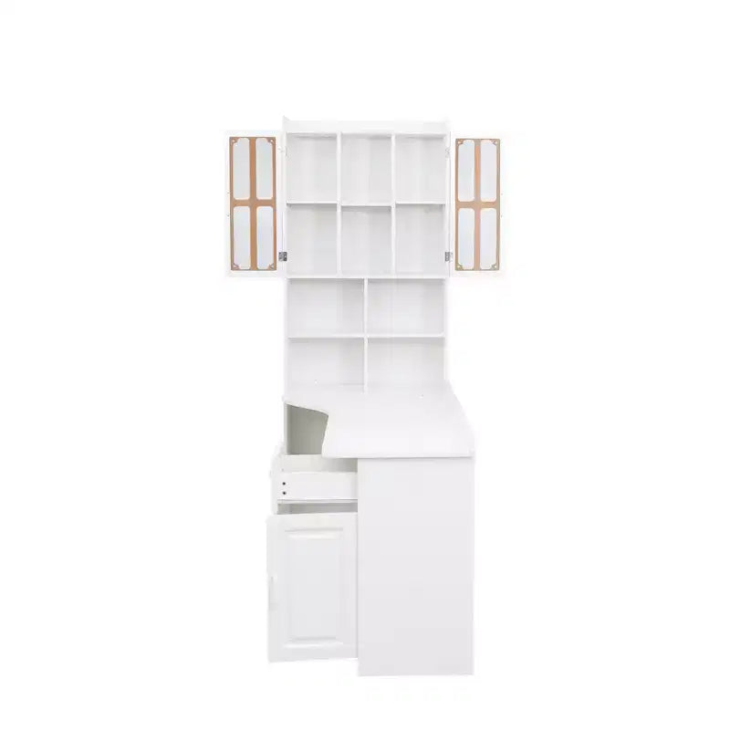 Bureau d'angle en L 2-en-1 avec tiroirs, étagère et huche, 76,8x55,1x31,5 po