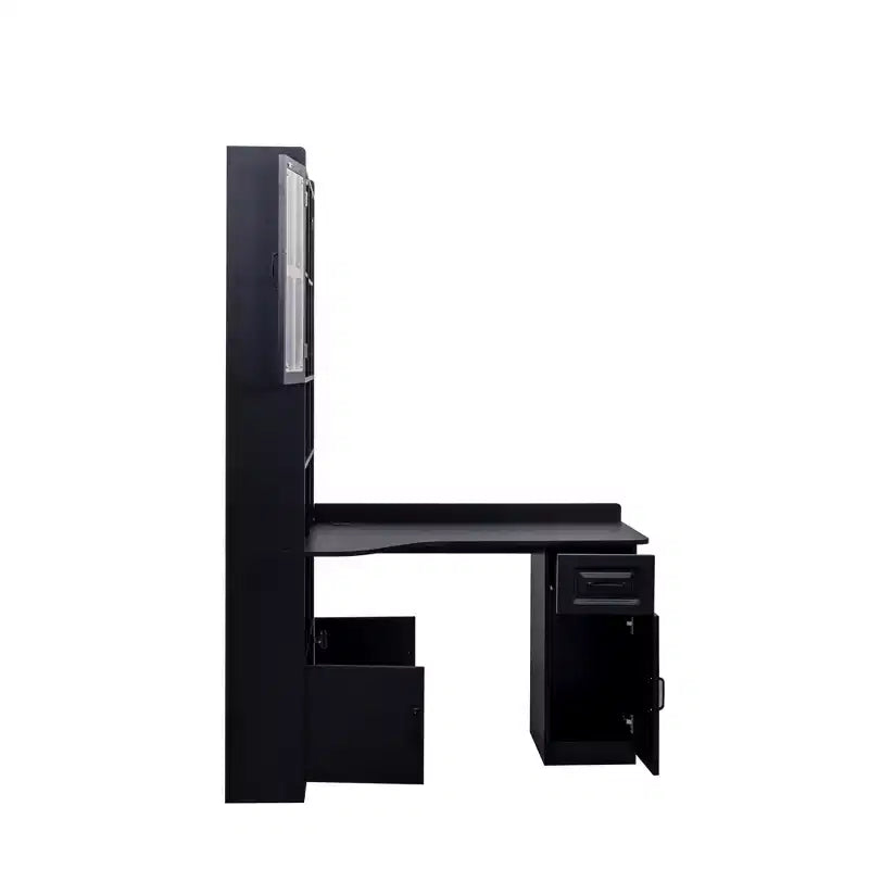 Bureau d'angle en L 2-en-1 avec tiroirs, étagère et huche, 76,8x55,1x31,5 po