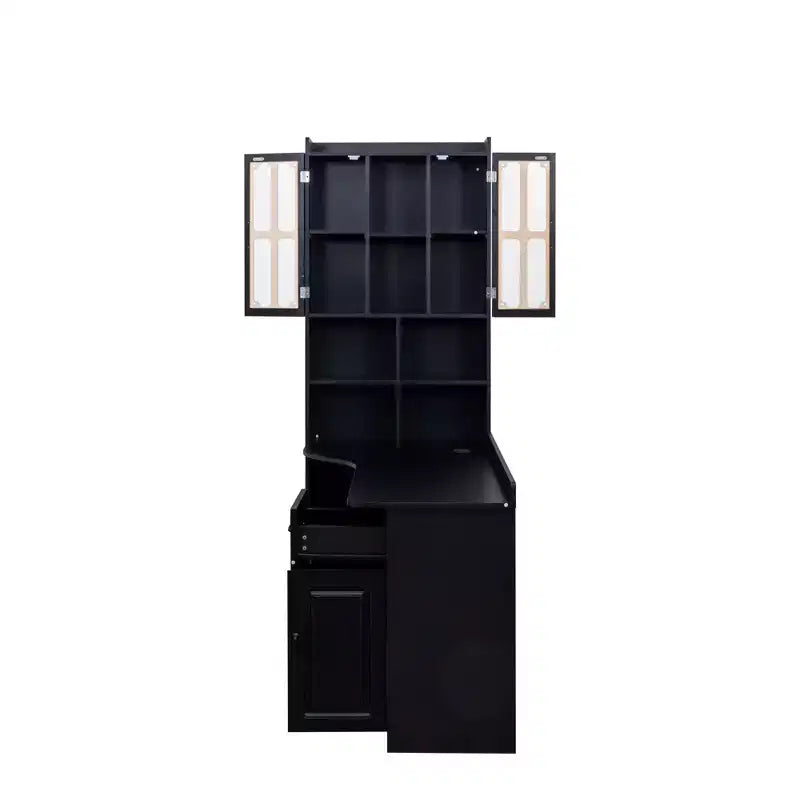 Bureau d'angle en L 2-en-1 avec tiroirs, étagère et huche, 76,8x55,1x31,5 po