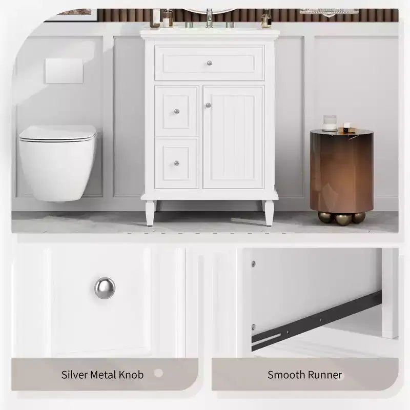 Meuble-lavabo de salle de bain autoportant avec évier et tiroirs de rangement