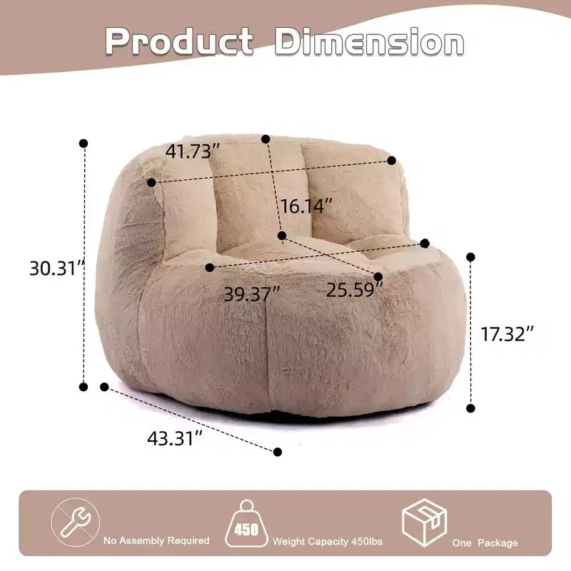 Canapé géant en pouf avec garniture en éponge déchiquetée, chaise longue de sol pour adultes et salon
