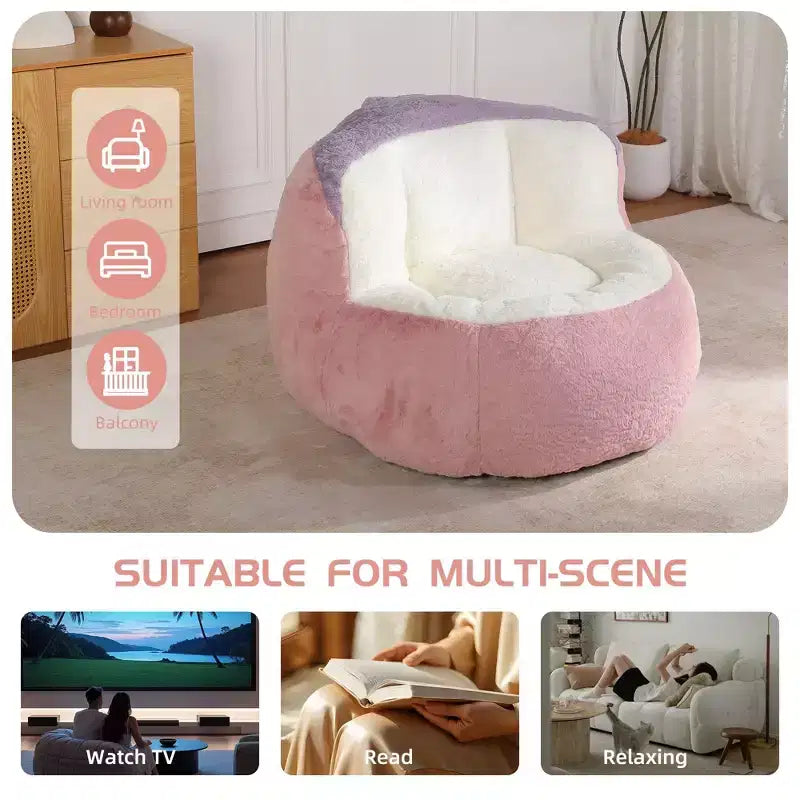 Canapé géant en pouf avec garniture en éponge déchiquetée, chaise longue de sol pour adultes et salon