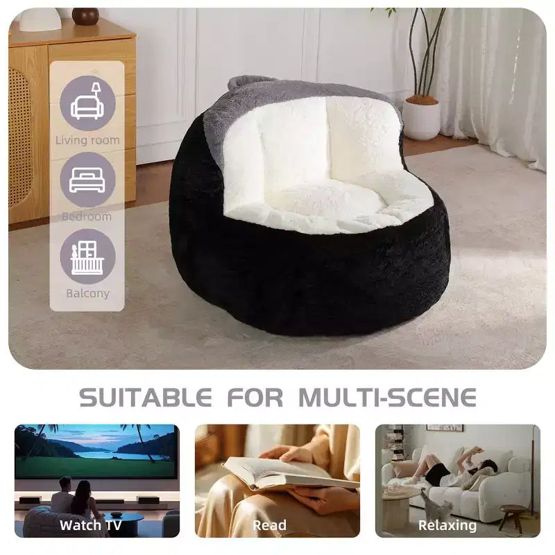 Canapé géant en pouf avec garniture en éponge déchiquetée, chaise longue de sol pour adultes et salon